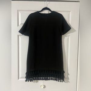 Black Zara dress with fringe at the bottom